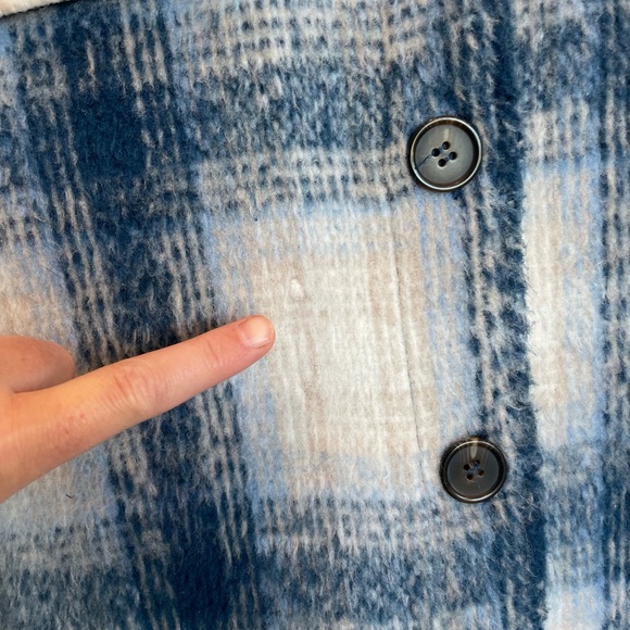 BAGATELLE Collection Plaid Brushed Shacket Womens Small Oversized Fuzzy Blue - Picture 12 of 15